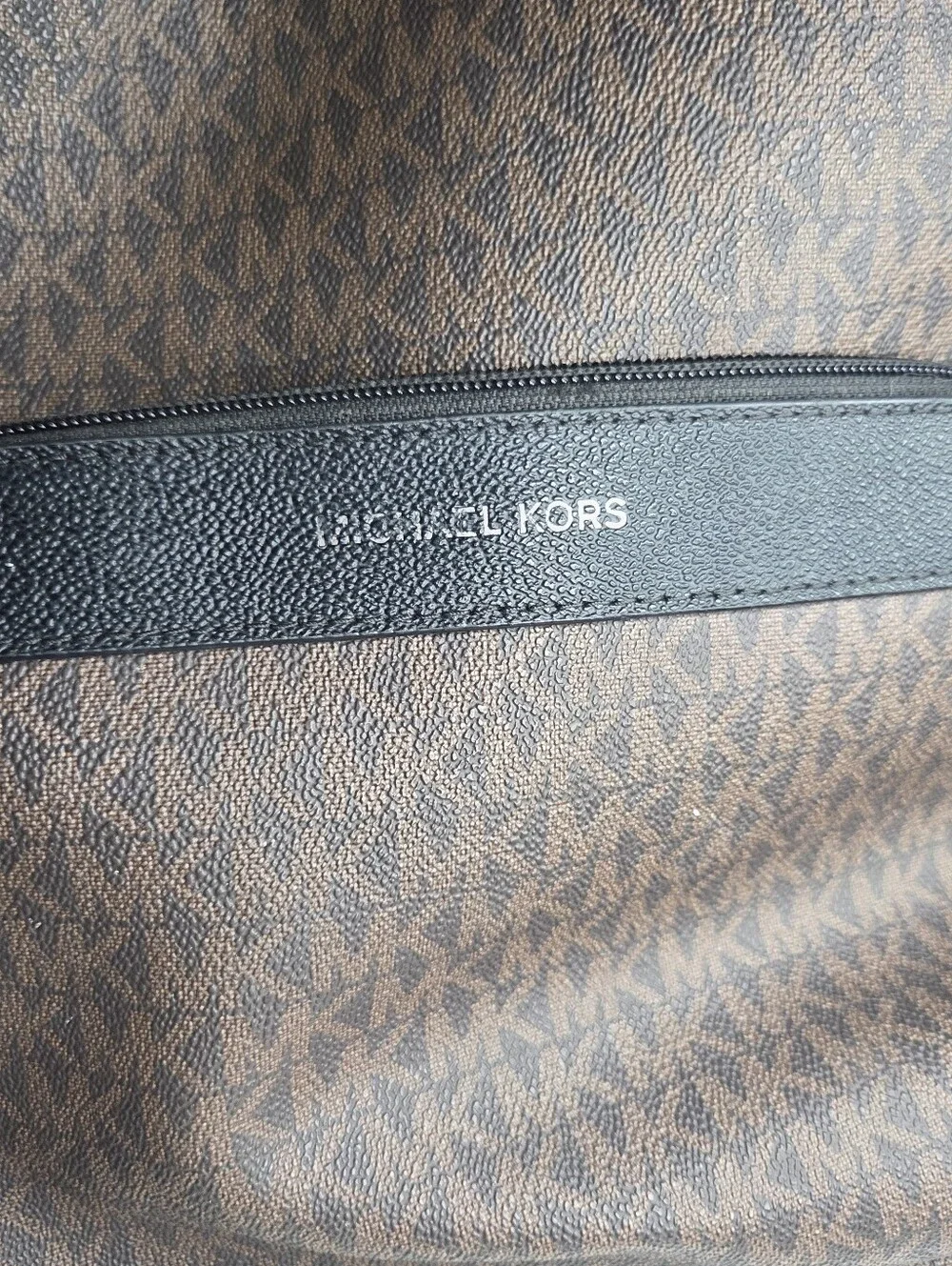MICHAEL KORS Greyson Brown Logo Backpack Leather Canvas Designer
